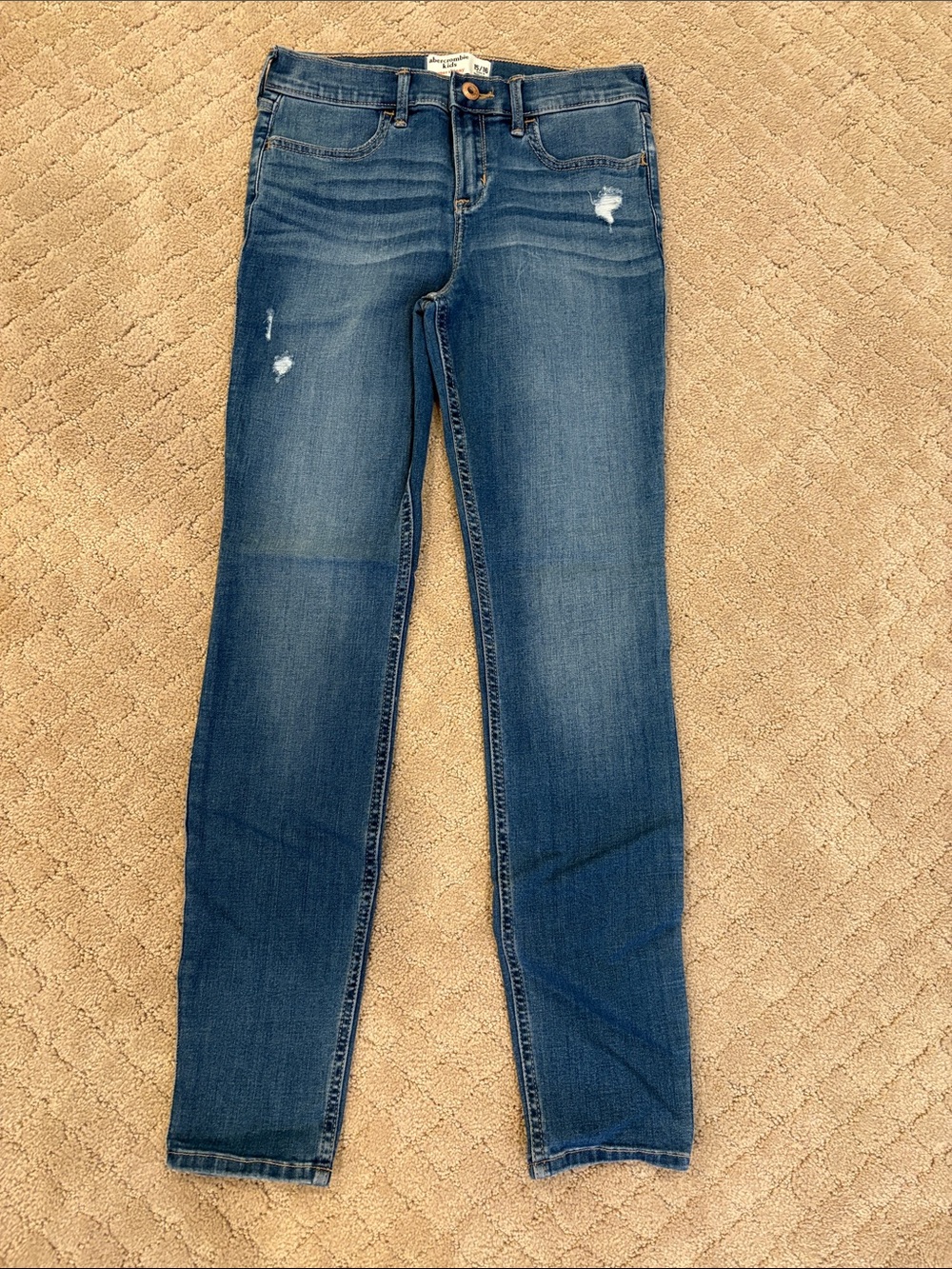 abercrombie kids Dark Blue Skinny Jeans with Light Distressing